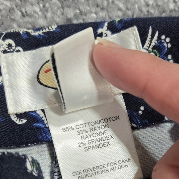 Vintage Talbots Black Blue Floral Paisley Pants Stretch Side Zipper - Picture 9 of 10